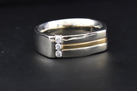 14k Two Tone Gold Men's DIAMOND Ring