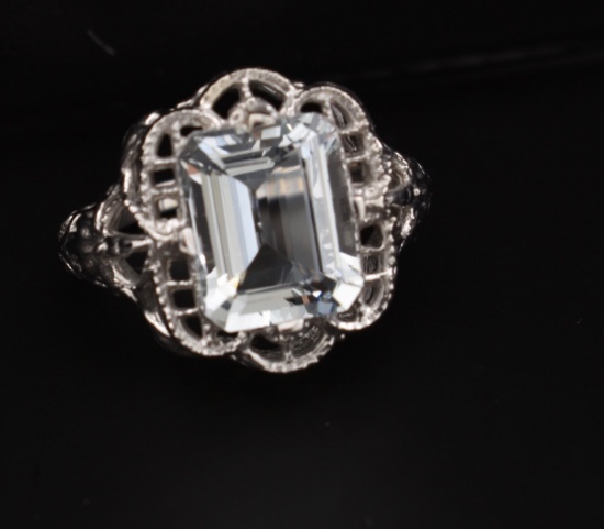 3.75ct Aquamarine in Sterling Silver Ring