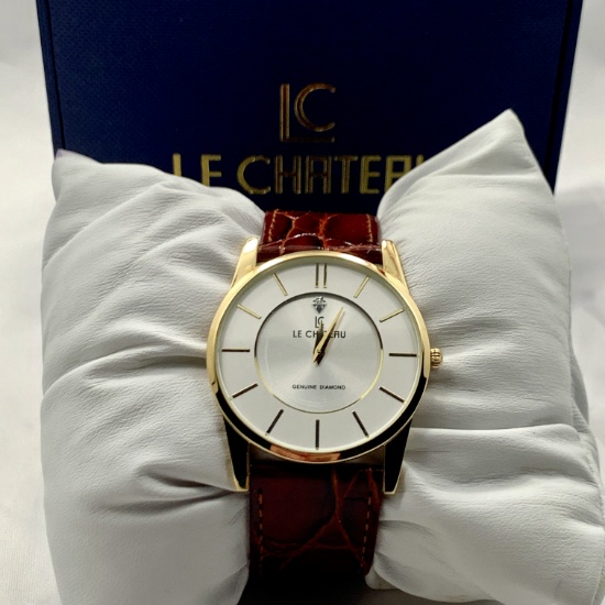 New Le Chateau Men's Dress Watch With Genuine Diamond
