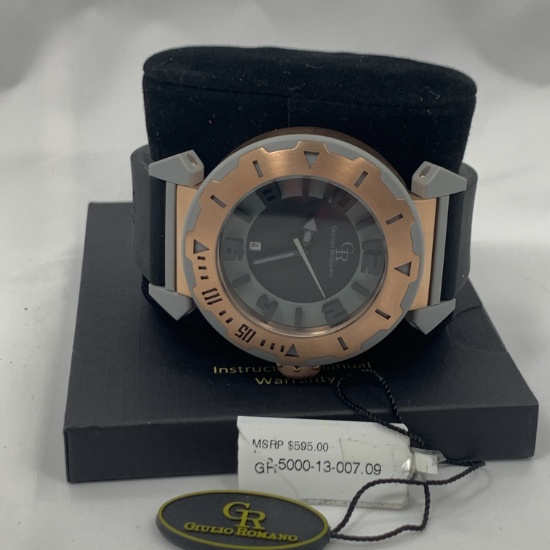 New Giulio Romano Ferrara Rose Gold Watch With Rotating Bezel