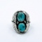 Kingman Turquoise Ring By Navajo Artist Betty A. Lee