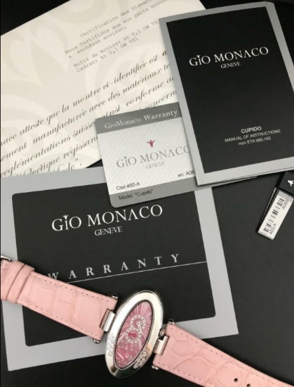 Nicer Gio Monaco 450-a Cupido Oval Mother Of Pearl Diamond Watch