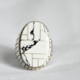 White Buffalo Turquoise Ring By Navajo Artist Ray Jack