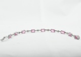 10ct Diamond And Pink Topaz Bracelet