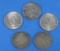 Lot of 5 Peace Silver Dollars 1922