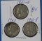 Lot of 3 Silver Mercury Dimes 1940 1941-D 1943-D