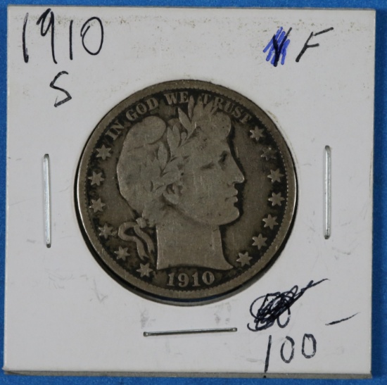 1910-S Barber Half Dollar Silver Coin