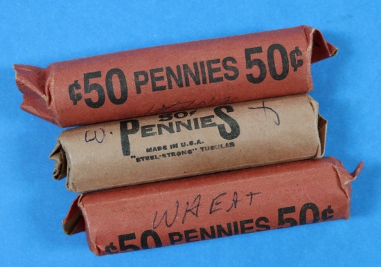 3 Rolls of Wheat Pennies - 150 Pennies Total