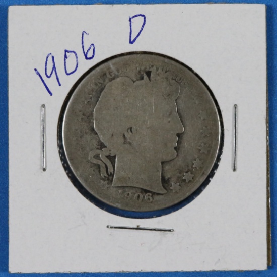1906-D Barber Half Dollar Silver Coin
