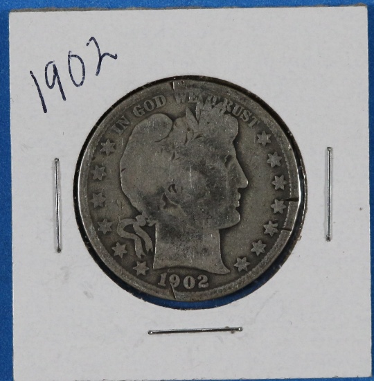 1902 Barber Half Dollar Silver Coin