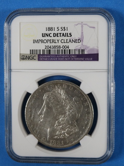NGC UNC DETAILS 1881 S Morgan Silver Dollar