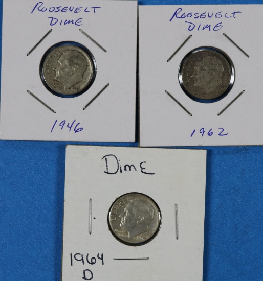 Lot of 3 Roosevelt Silver Dimes