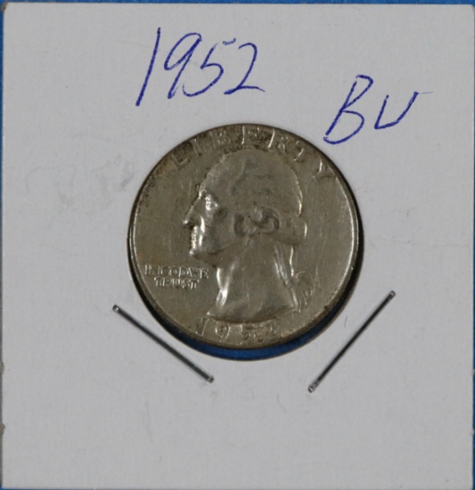 1952 Washington Silver Quarter Dollar Coin