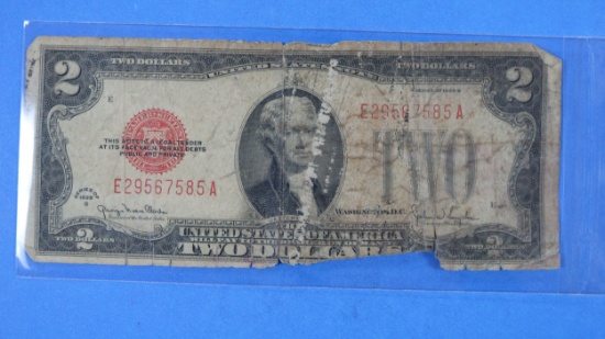 1928 Series G Red Seal Two Dollar $2 Bill
