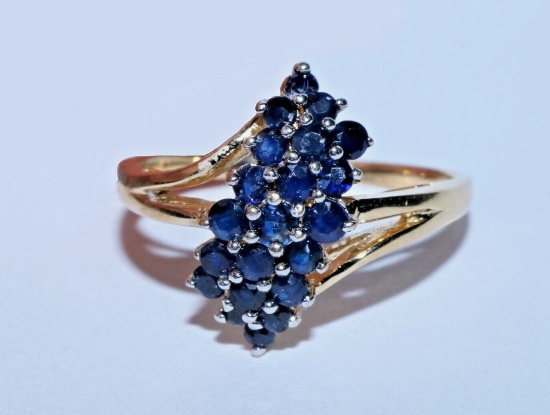 .50 tcw Natural Blue Sapphire Gemstone 10k Solid Yellow Gold Ring