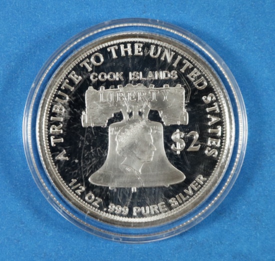 Tribute Cook Islands $2 Double Eagle 2020 Coin 1/2 Oz Pure Silver