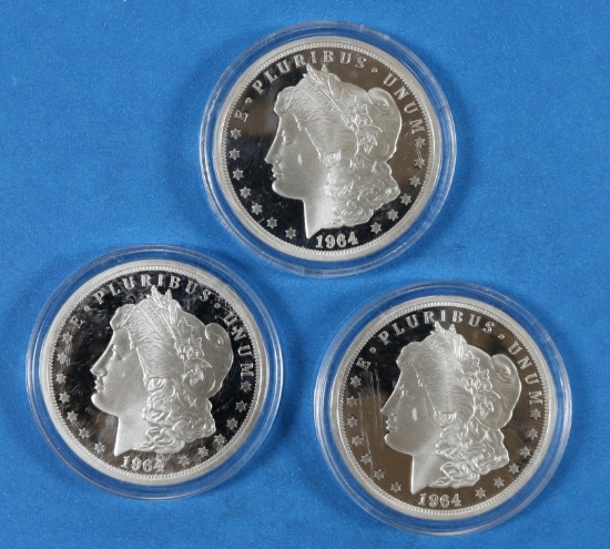 Lot of 3 Tribute 1964 Morgan Copy Coins