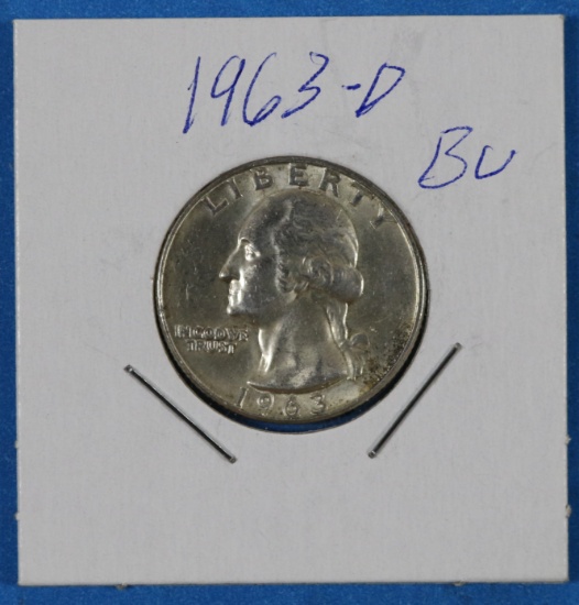 1963-D Washington Silver Quarter Dollar Coin