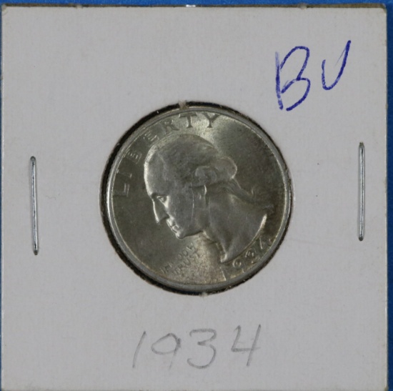 1934 Washington Silver Quarter Dollar Coin