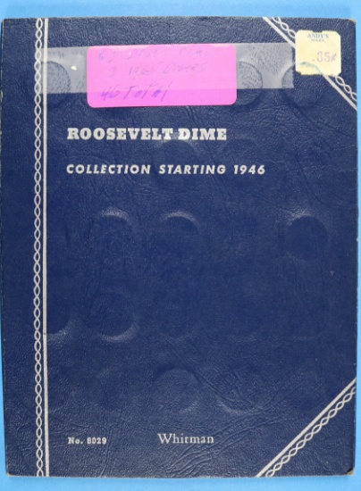 Collection Book of Roosevelt Dimes from 1946 - 43 Silver Coins & 3 1965+
