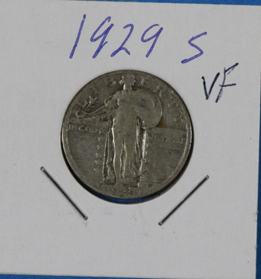 1929-S Standing Liberty Silver Quarter Dollar Coin