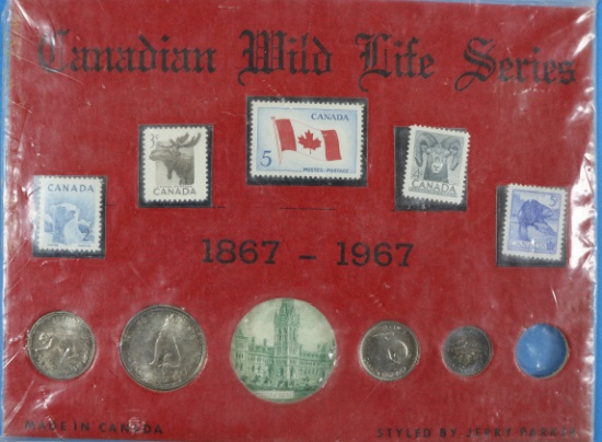 Canadian Wild Life Series 1867-1967 Stamps, Coins, and Banknote