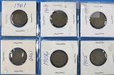Lot of 6 Liberty Head Nickels 1900-1907