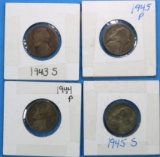Lot of 4 War Time Silver Jefferson Nickels