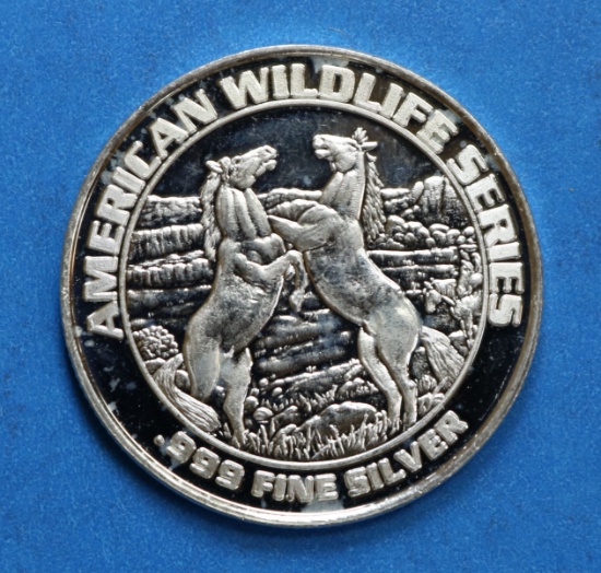 American Wildlife Series Horses Historic Colorado Mining Coin 999 Fine Silver
