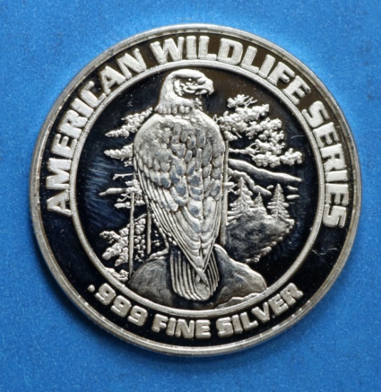 American Wildlife Series Hawk Historic Colorado Mining Coin 999 Fine Silver