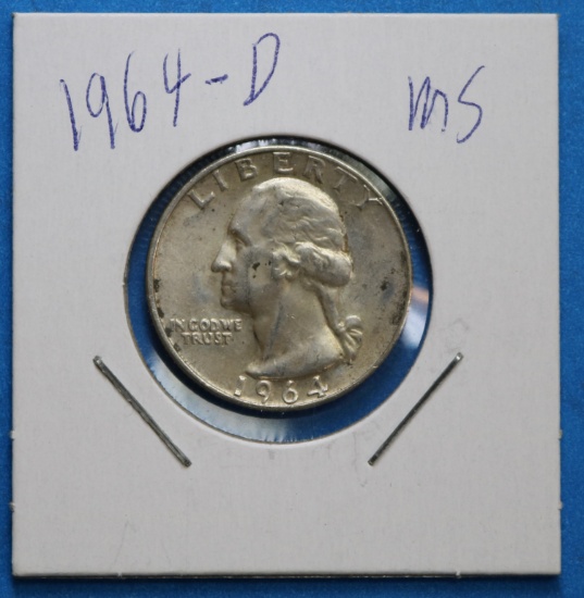 1964-D Washington 90% Silver Quarter