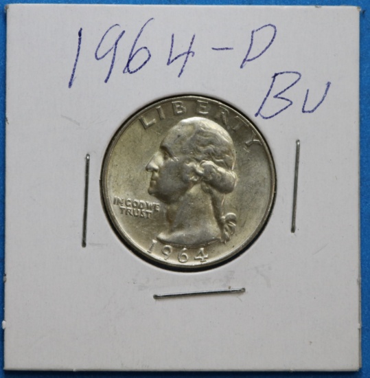 1964-D Washington 90% Silver Quarter BU