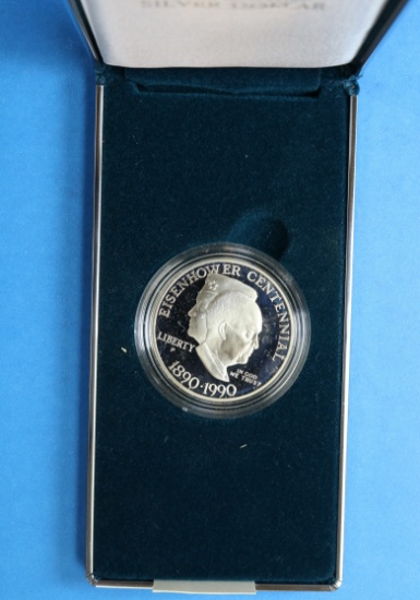 1990 Eisenhower Centennial Silver Dollar 90% Silver Proof Coin
