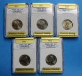 Lot of 5 SGS Graded MS70 US State Quarters - MI, MS, OR, MN, WV