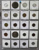Collection Page of 20 Foreign Coins - China, Spain, Switzerland, German East Africa and More