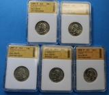 Lot of 5 SGS Graded MS70 US State Quarters - WI, GA, HI, WA, UT