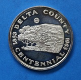 1882-1982 1883-1983 Delta County Centennial Coin 999 Fine Silver