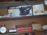 Black and Decker sander, 2 grease rolls, trowel and asst'd tools