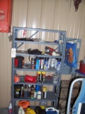 Metal set of shelves with misc