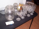 All glassware on table