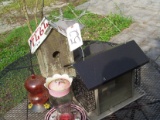 1 birdhouse and 2 bird feeders