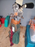 Set of King Cobra golf irons, Adams woods, Taylor made wood and golf bag