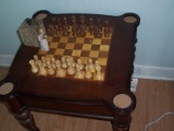 Chest table and chess pieces