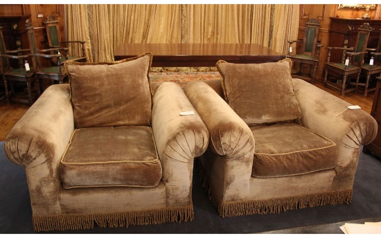 Beige Velvet Armchairs (2)