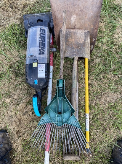 yard tools and vacuum