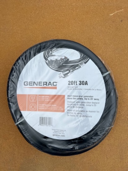 Generac 20' 30 amp extension cords qty 5