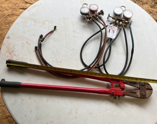 Pair of Bolt Cutters and 2 sets of gauges