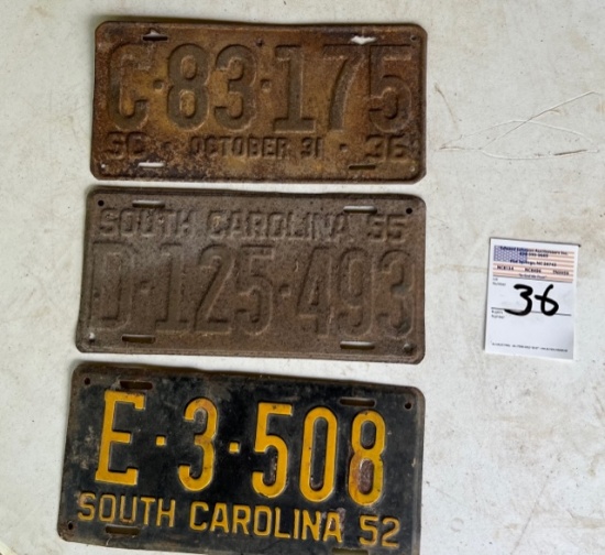 3 Antique Car Tags