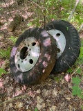 2 aluminum wheels and tires semi