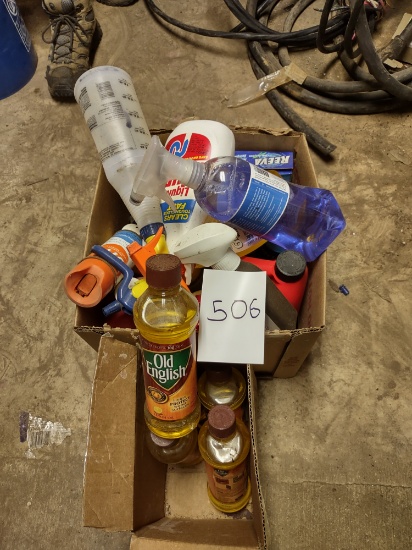 box of cleaning supplies